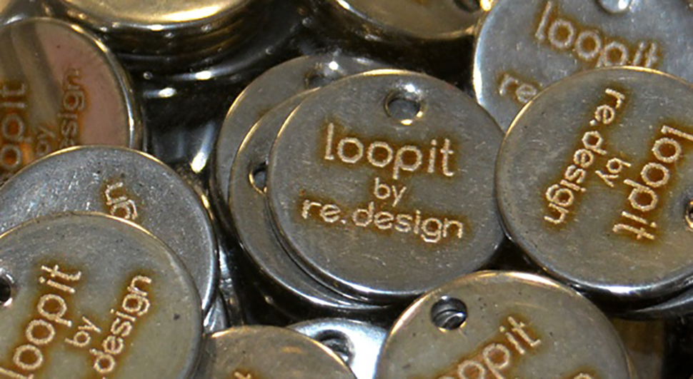 Loopit metal product tags made at NextFab
