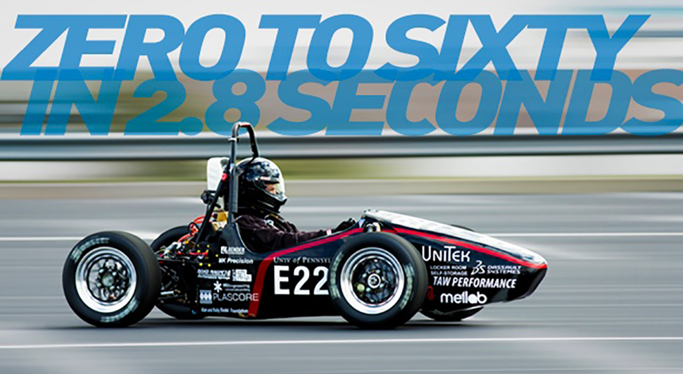 UPenn Electric Race Team race car in action