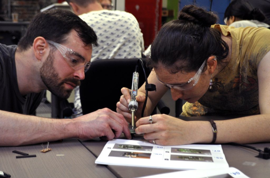 Soldering circuits for the LipSync device at NexFab