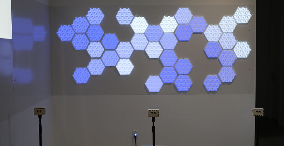 "Hex Light Matrix" wall art tiles by Dickie Cox