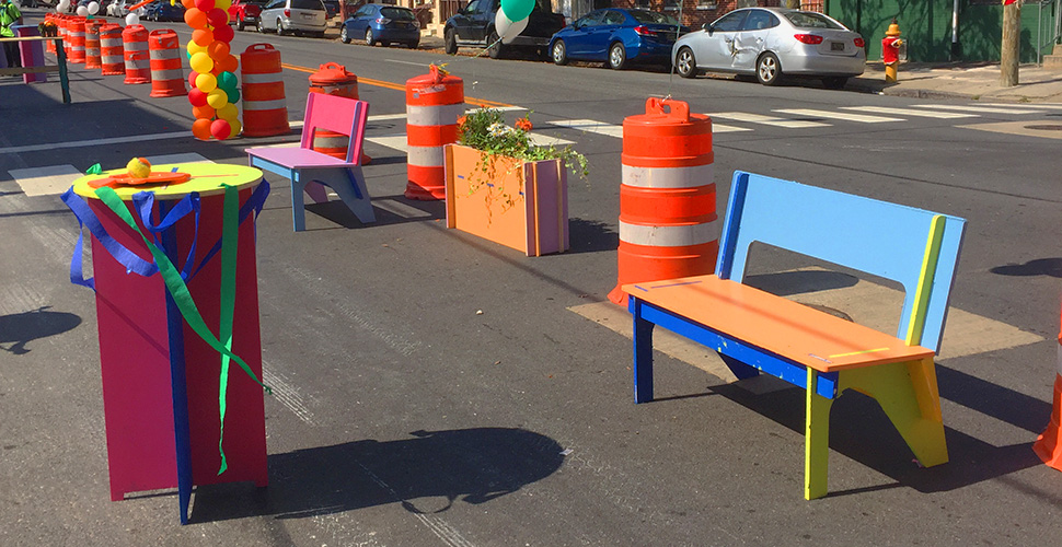 Outdoor, mobile furniture made at the NextFab makerspace