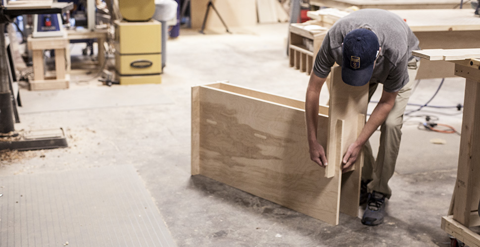 Chad Repaal builds a planter box at NextFab's woodshop