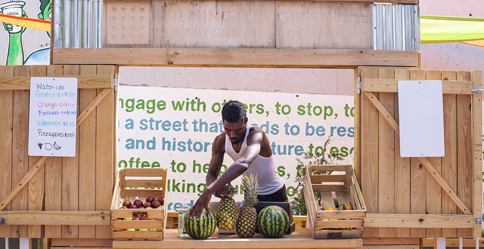 Photo of a vendor setting up at Wilmington Greenbox