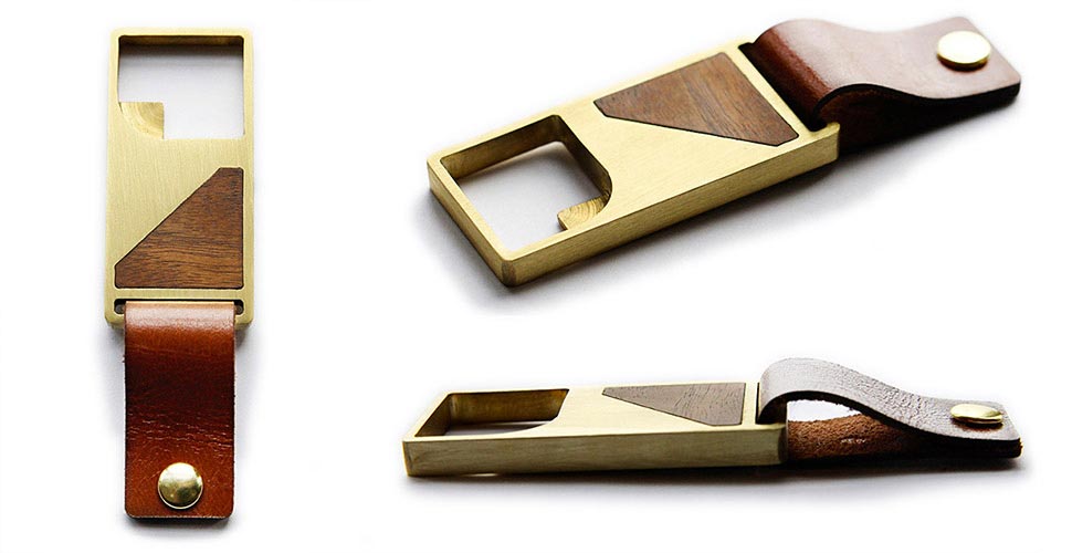 Stylish bottle opener with leather strap