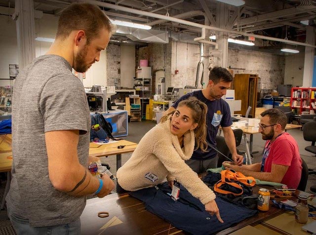 NextFab Wearables team constructing their compression garnet.