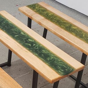 Ironman - live-edge and epoxy resin tables, acrylic paintings, coasters, serving boards, steel furniture bases and chairs 3