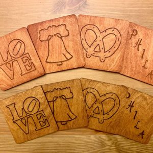 Philly Phlights - handcrafted wooden products, including coasters, bottle openers, and drink flights 1