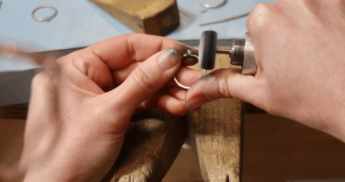 Custom Jewelry Silversmithing Stacking Rings with Stone Settings