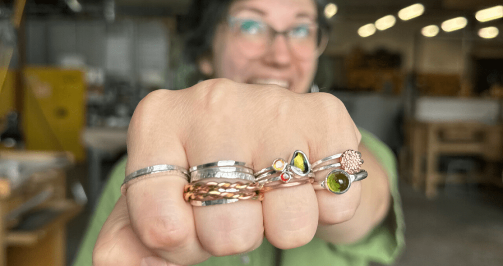 diy silver ring stacks jewelry making workshop in Philadelphia
