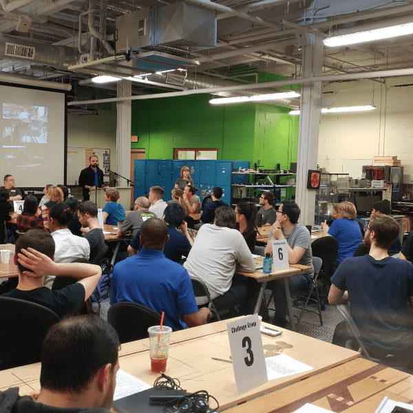 Photo of a NextFab corporate team building event