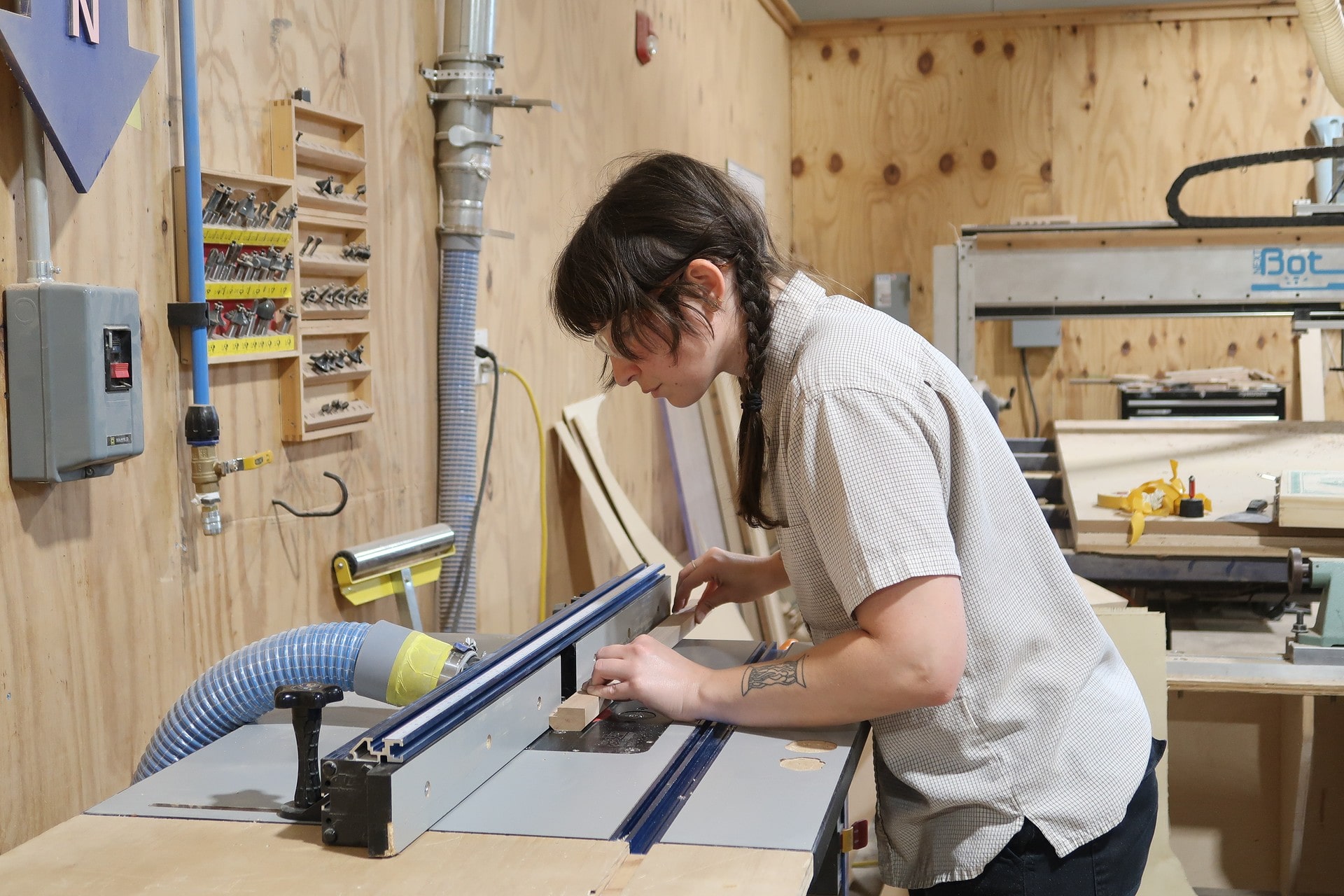 router table in the woodshop